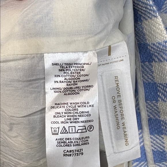 Ann Taylor Blue Checked Tweed Belted Dress Women Size 14 - Picture 3 of 4